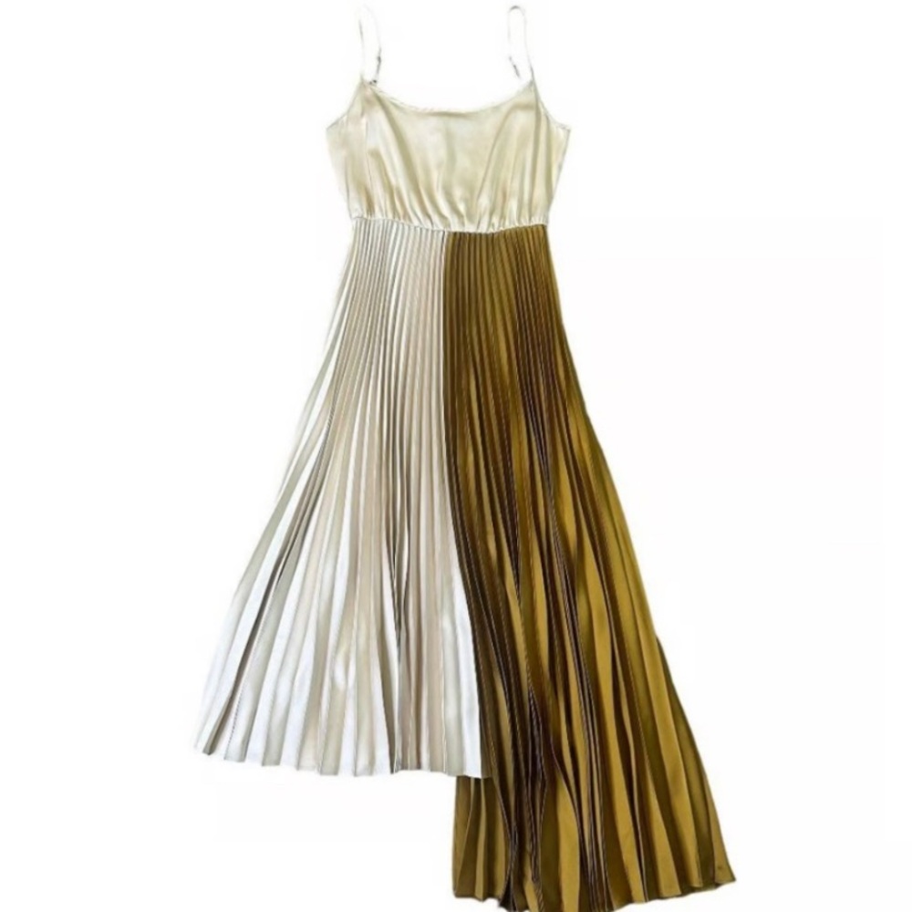 All Saints Jesse Two In One Slip Dress Asymmetrical Pleated Holiday Size S